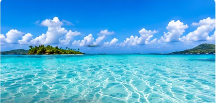 Illustration de lagon turquoise et fonds blancs